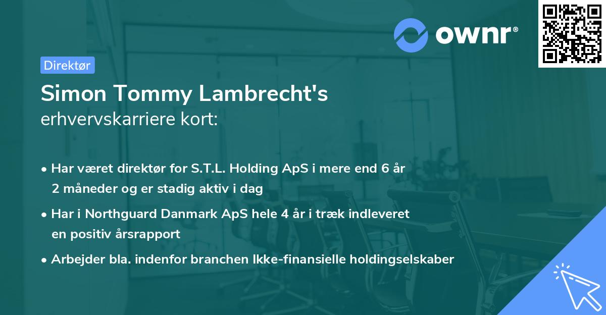 Simon Tommy Lambrecht's erhvervskarriere kort