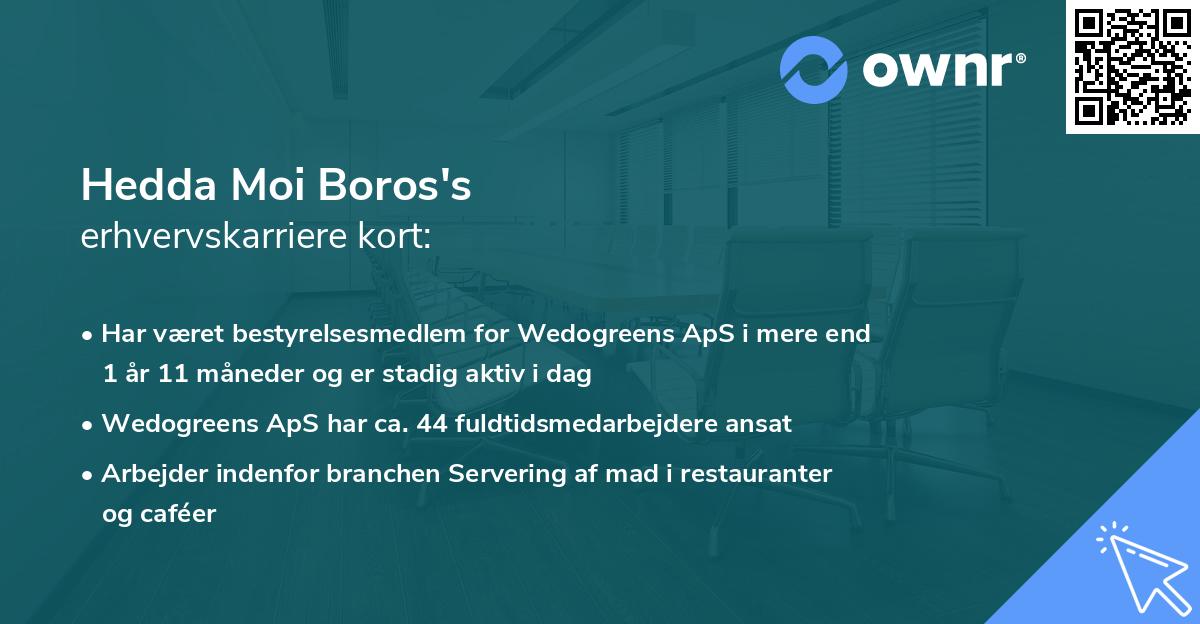 Hedda Moi Boros's erhvervskarriere kort