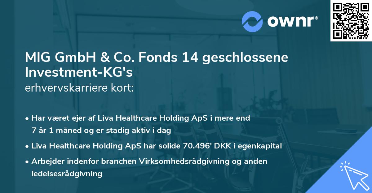 MIG GmbH & Co. Fonds 14 geschlossene Investment-KG's erhvervskarriere kort