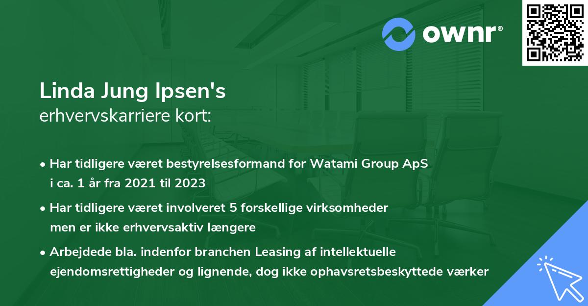 Linda Jung Ipsen's erhvervskarriere kort