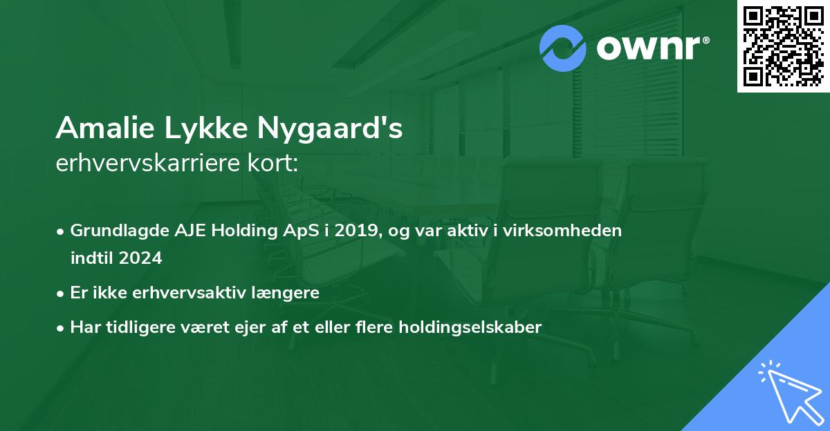 Amalie Lykke Nygaard's erhvervskarriere kort