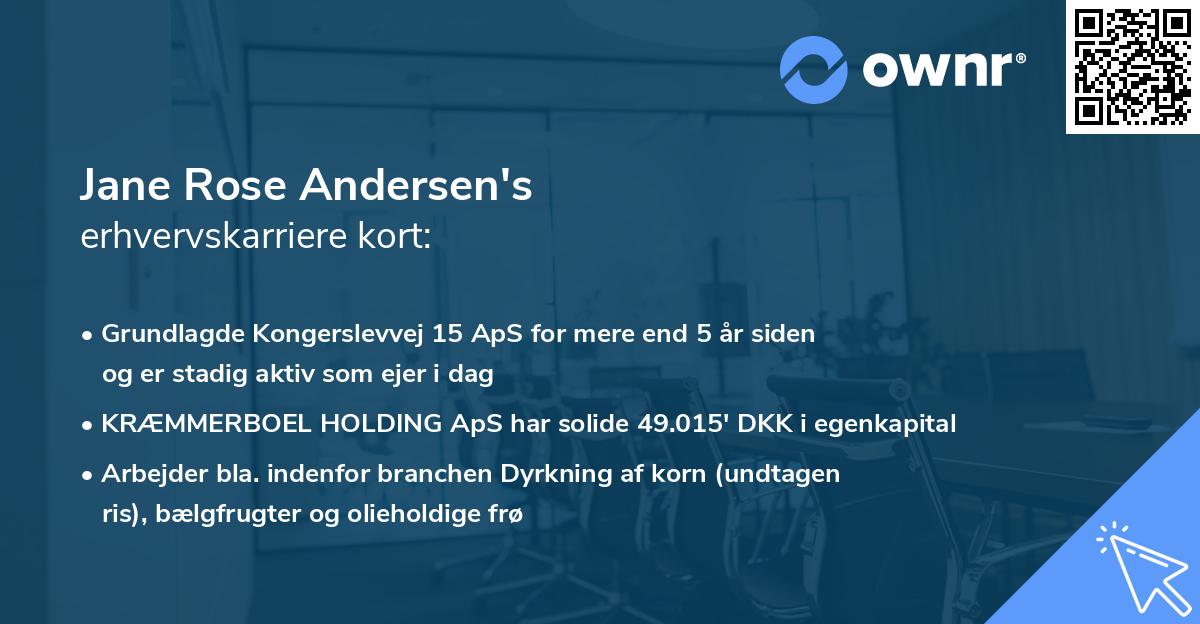 Jane Rose Andersen's erhvervskarriere kort