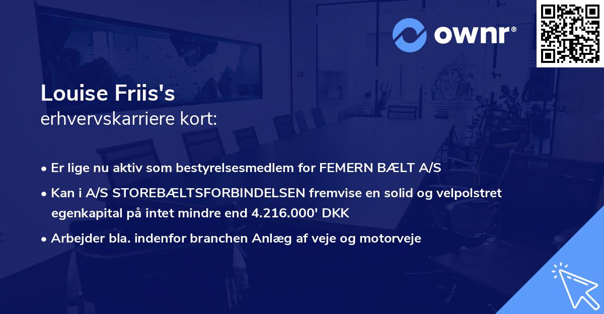 Louise Friis's erhvervskarriere kort