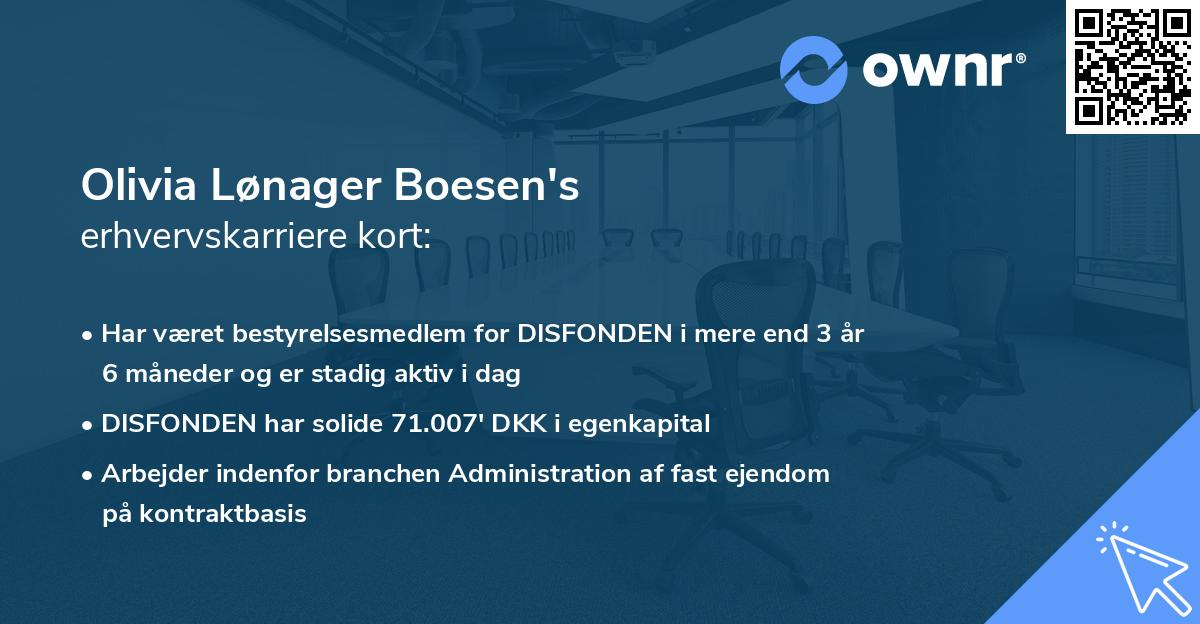 Olivia Lønager Boesen's erhvervskarriere kort