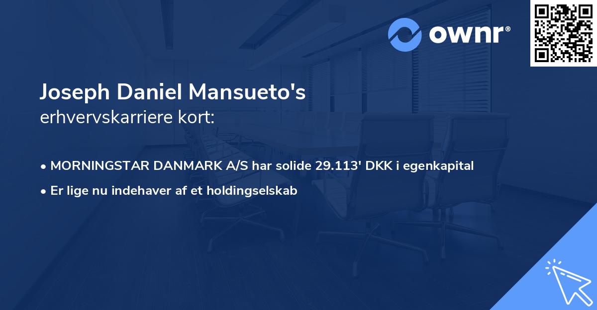 Joseph Daniel Mansueto's erhvervskarriere kort