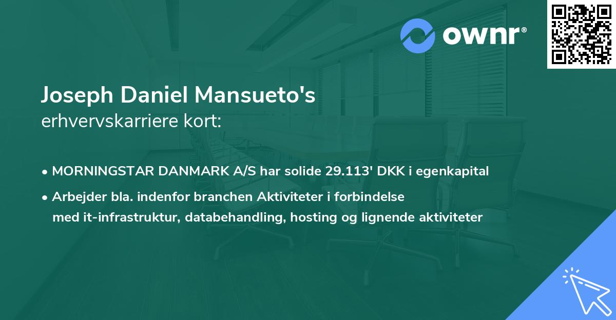 Joseph Daniel Mansueto's erhvervskarriere kort