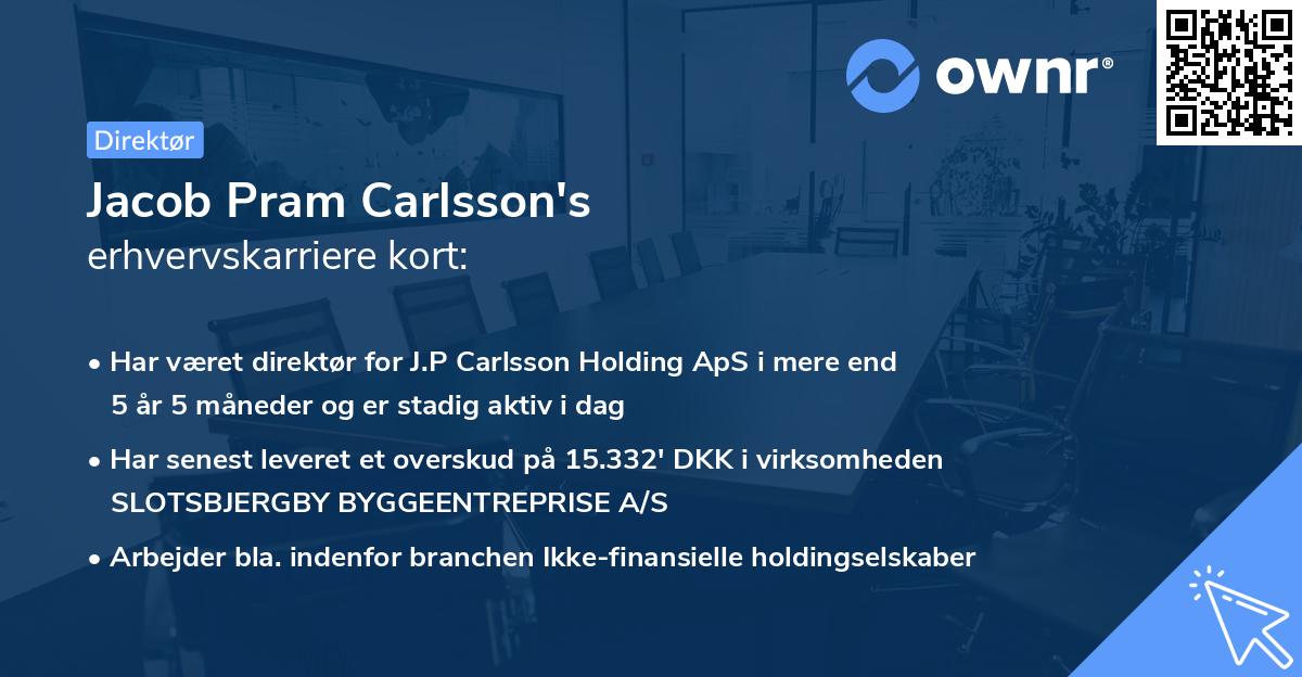 Jacob Pram Carlsson's erhvervskarriere kort