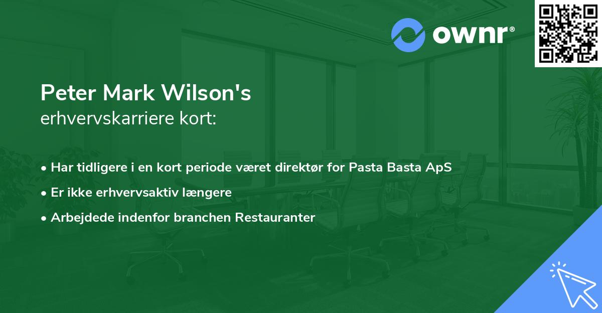 Peter Mark Wilson's erhvervskarriere kort