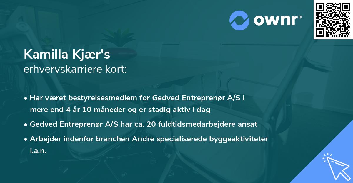 Kamilla Kjær's erhvervskarriere kort