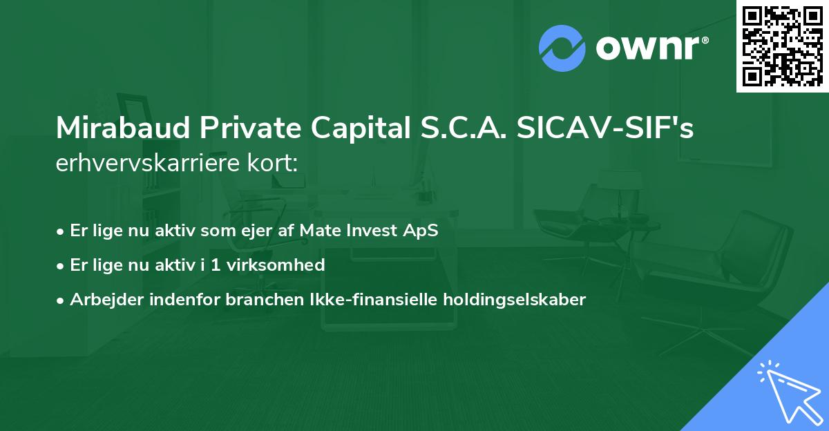 Mirabaud Private Capital S.C.A. SICAV-SIF's erhvervskarriere kort