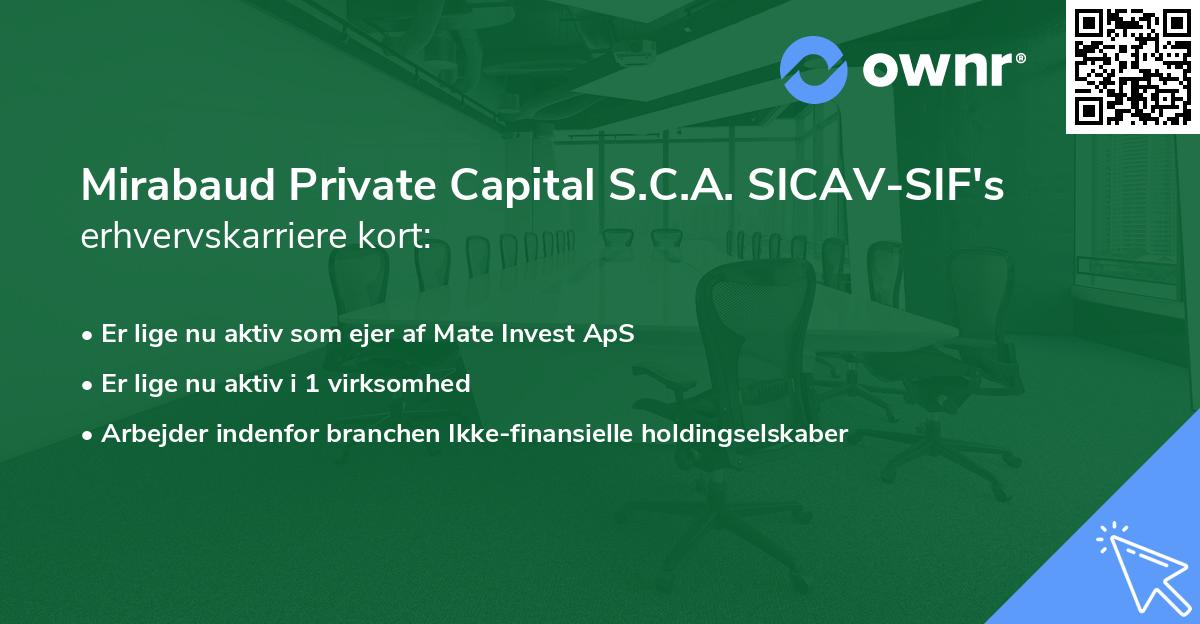 Mirabaud Private Capital S.C.A. SICAV-SIF's erhvervskarriere kort