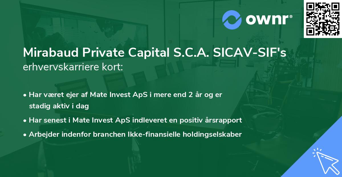 Mirabaud Private Capital S.C.A. SICAV-SIF's erhvervskarriere kort