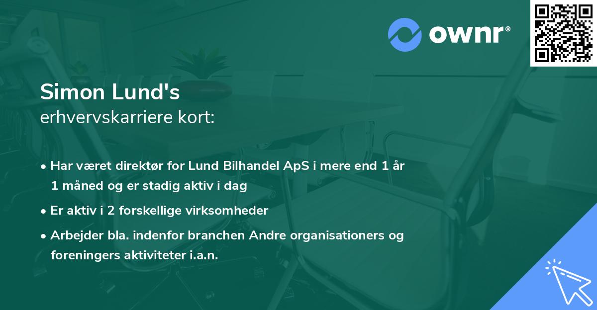 Simon Lund's erhvervskarriere kort
