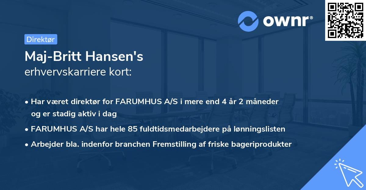 Maj-Britt Hansen's erhvervskarriere kort