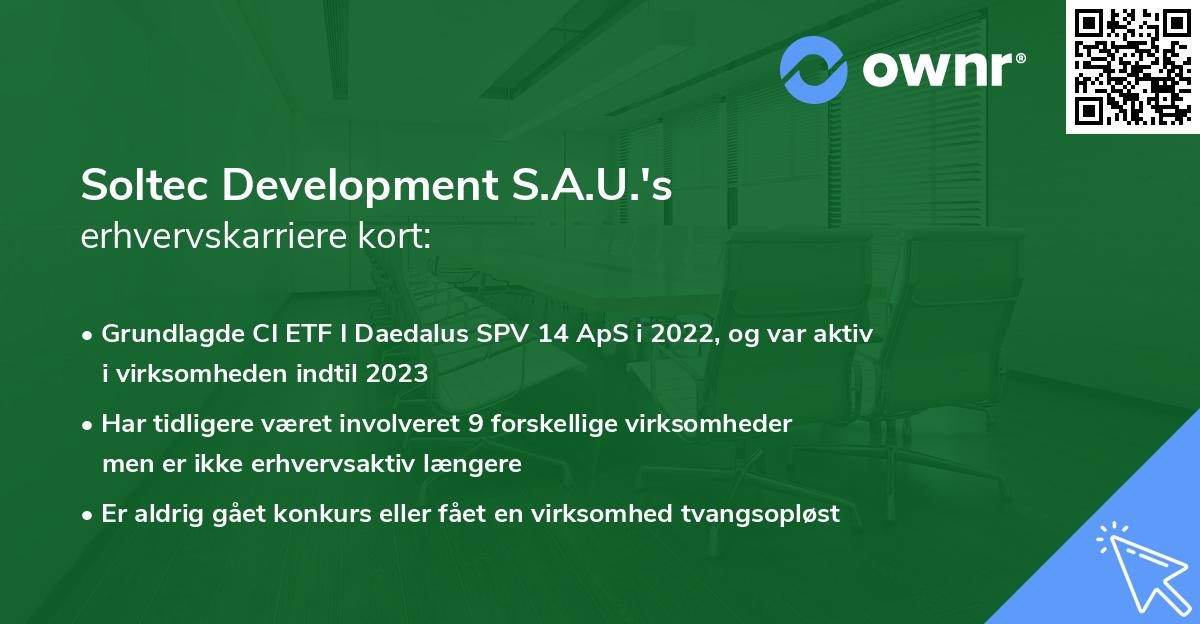 Soltec Development S.A.U.'s erhvervskarriere kort