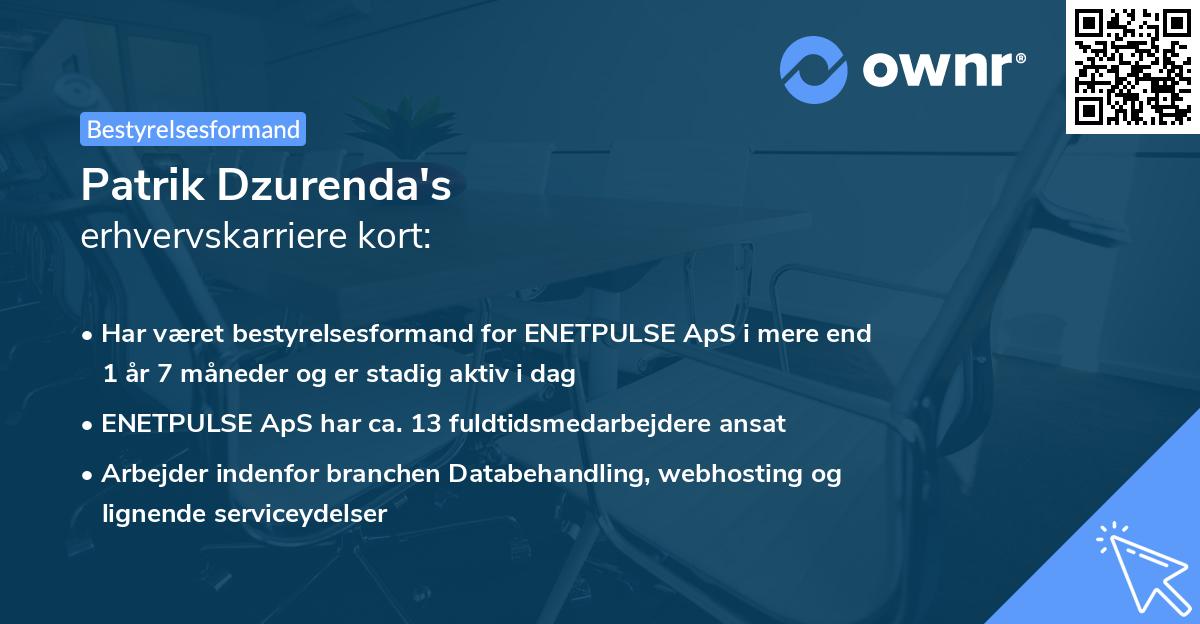 Patrik Dzurenda's erhvervskarriere kort
