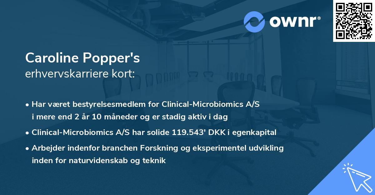 Caroline Popper's erhvervskarriere kort