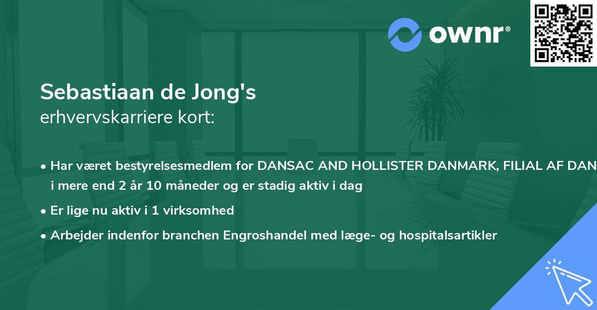 Sebastiaan de Jong's erhvervskarriere kort