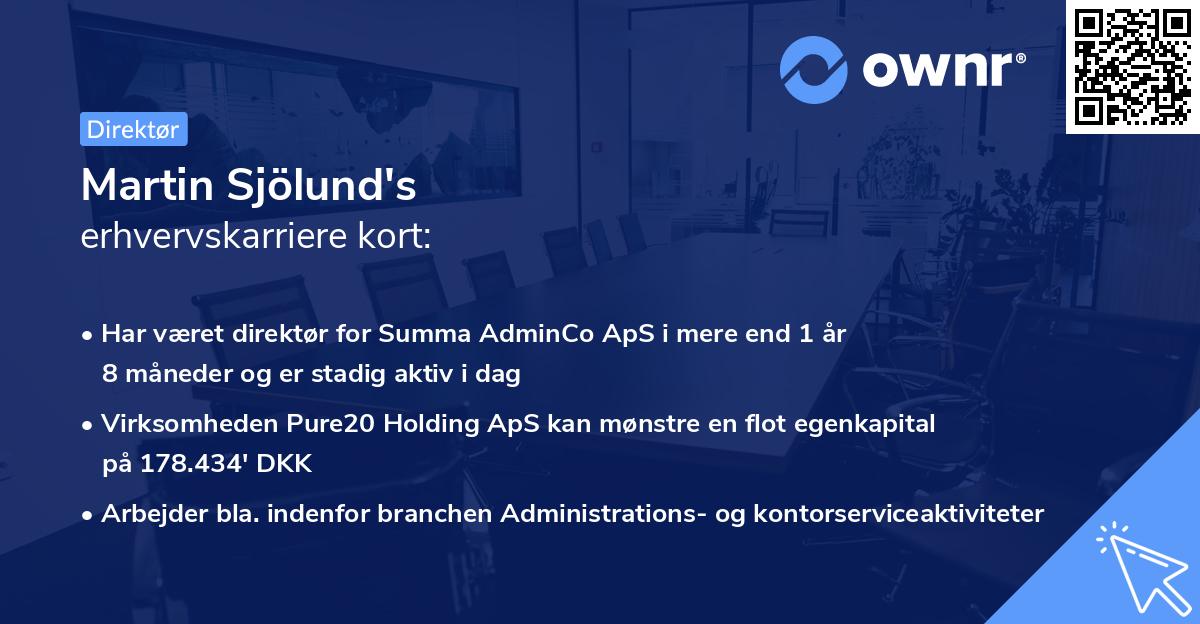 Martin Sjölund's erhvervskarriere kort
