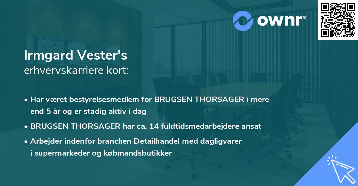 Irmgard Vester's erhvervskarriere kort