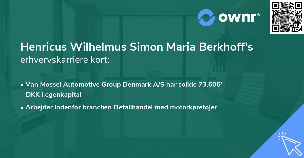 Henricus Wilhelmus Simon Maria Berkhoff's erhvervskarriere kort