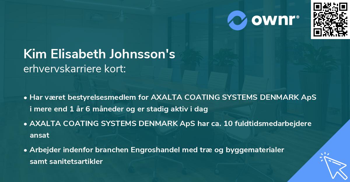 Kim Elisabeth Johnsson's erhvervskarriere kort