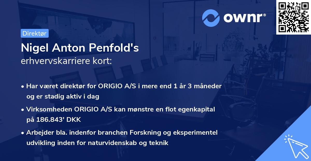 Nigel Anton Penfold's erhvervskarriere kort