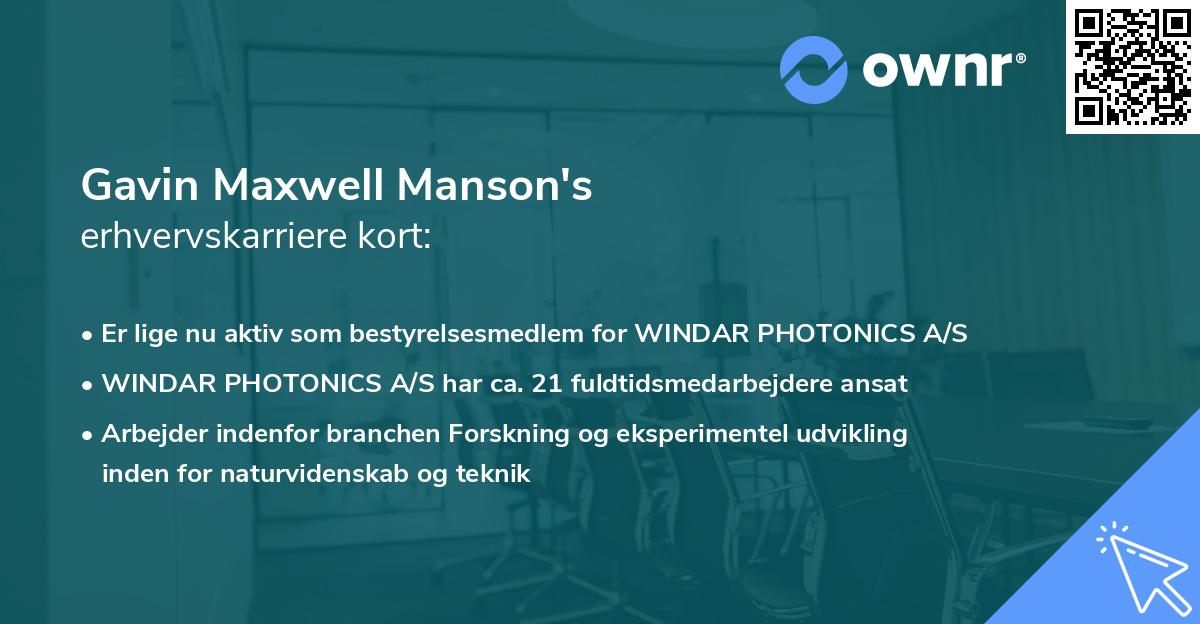 Gavin Maxwell Manson's erhvervskarriere kort