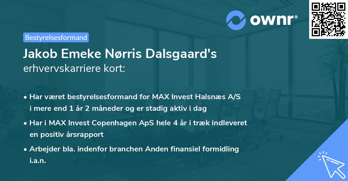 Jakob Emeke Nørris Dalsgaard's erhvervskarriere kort