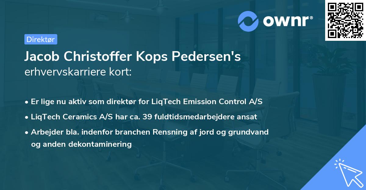 Jacob Christoffer Kops Pedersen's erhvervskarriere kort