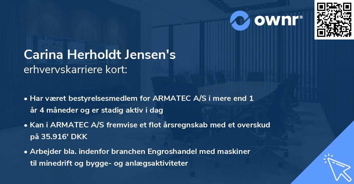 Carina Herholdt Jensen's erhvervskarriere kort