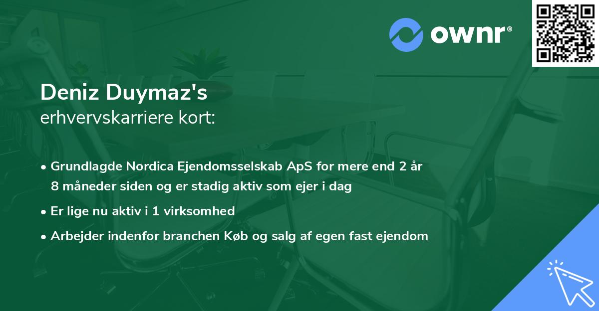 Deniz Duymaz's erhvervskarriere kort