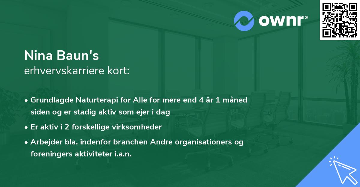 Nina Baun's erhvervskarriere kort