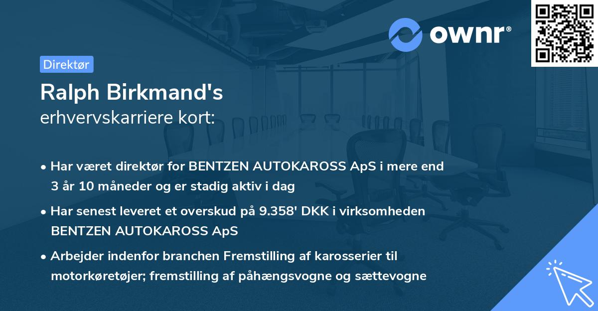 Ralph Birkmand's erhvervskarriere kort