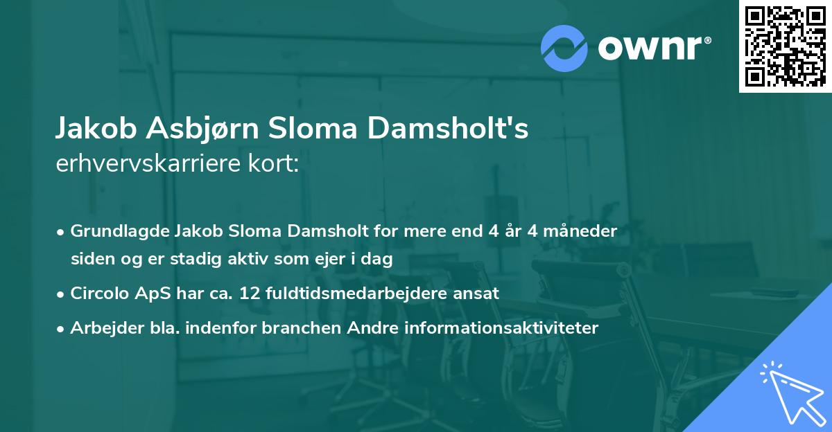Jakob Asbjørn Sloma Damsholt's erhvervskarriere kort