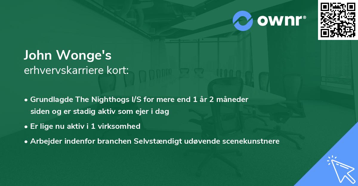 John Wonge's erhvervskarriere kort