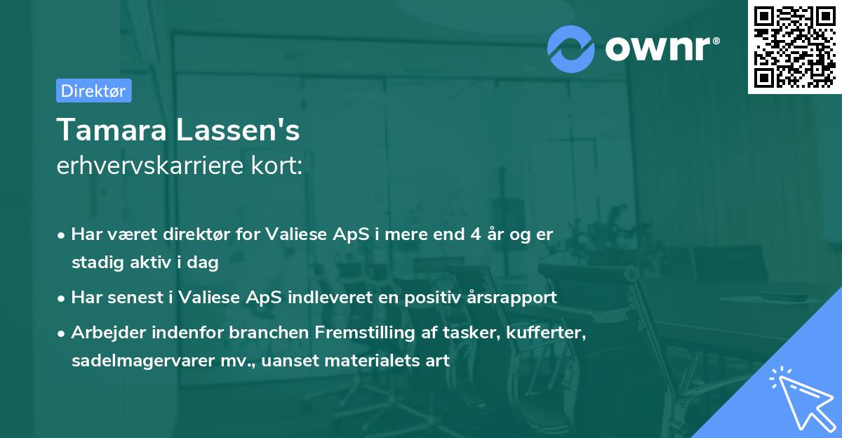 Tamara Lassen's erhvervskarriere kort