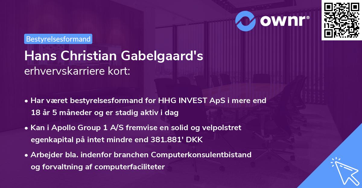 Hans Christian Gabelgaard's erhvervskarriere kort