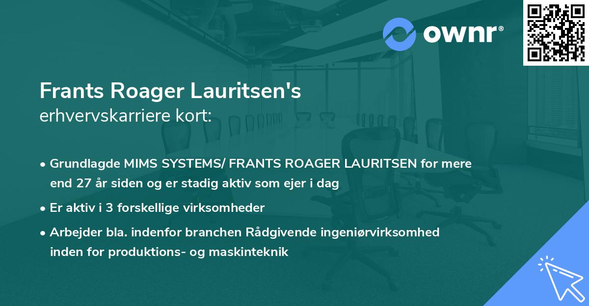 Frants Roager Lauritsen's erhvervskarriere kort