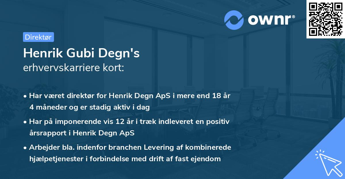 Henrik Gubi Degn's erhvervskarriere kort