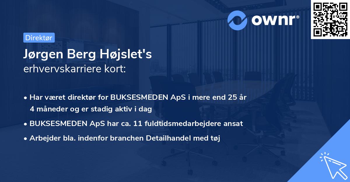 Jørgen Berg Højslet's erhvervskarriere kort