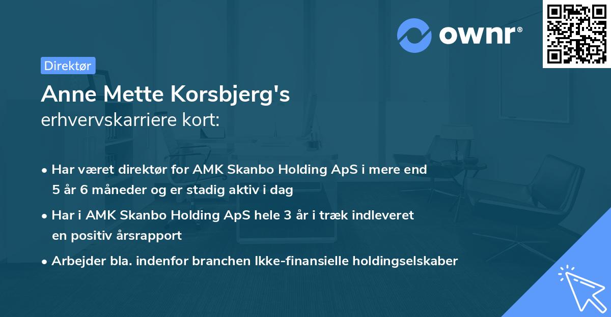 Anne Mette Korsbjerg's erhvervskarriere kort