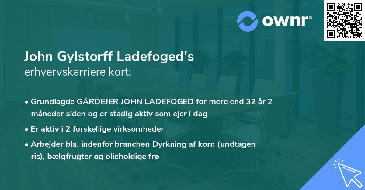 John Gylstorff Ladefoged's erhvervskarriere kort