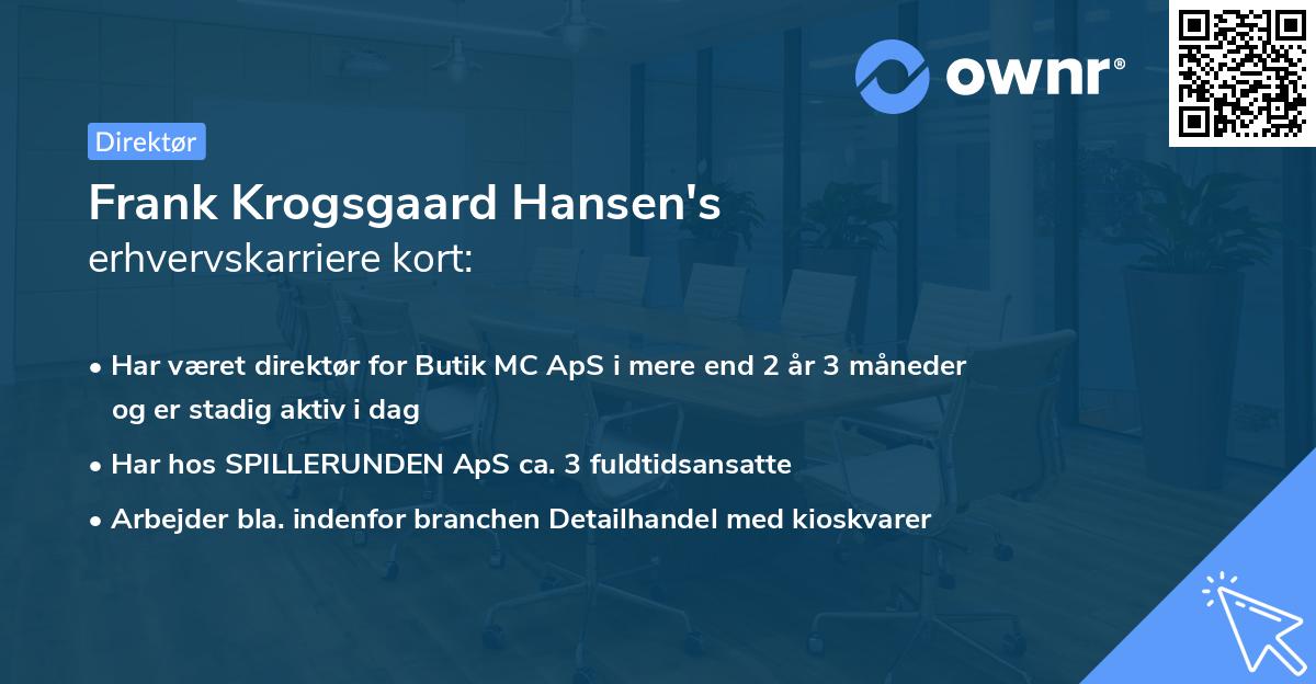 Frank Krogsgaard Hansen's erhvervskarriere kort