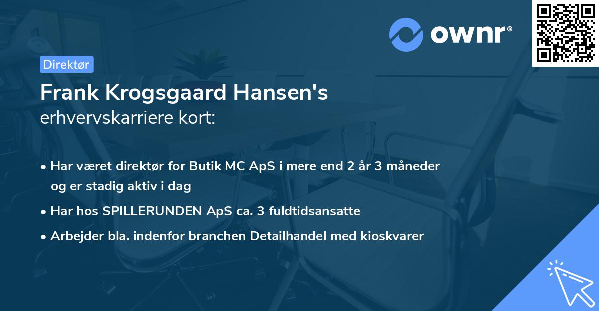 Frank Krogsgaard Hansen's erhvervskarriere kort