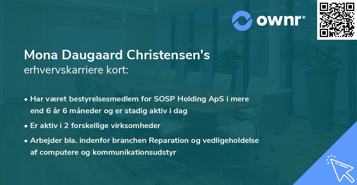 Mona Daugaard Christensen's erhvervskarriere kort