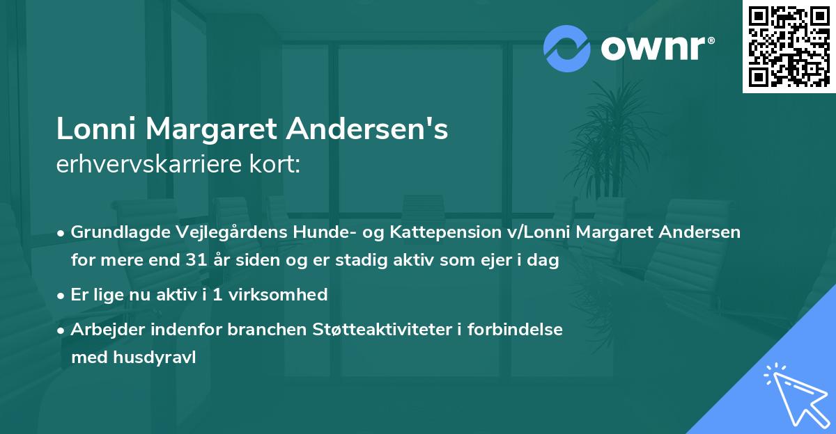 Lonni Margaret Andersen's erhvervskarriere kort