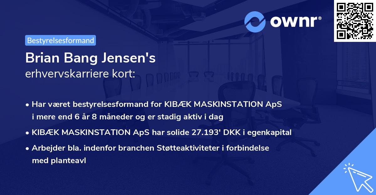 Brian Bang Jensen's erhvervskarriere kort