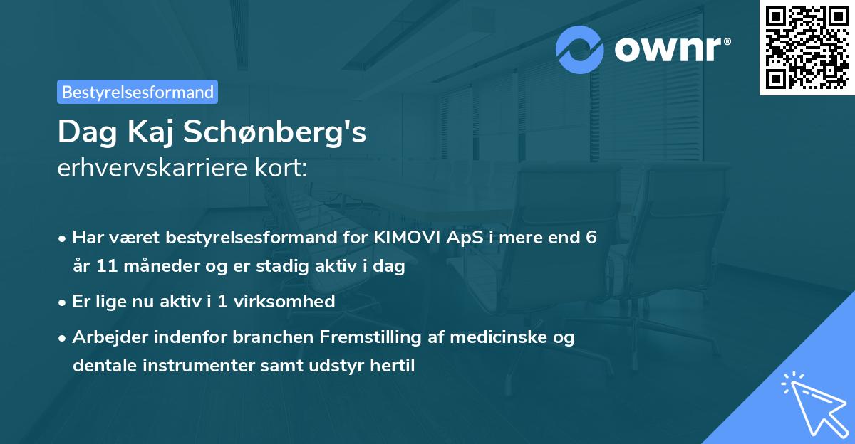 Dag Kaj Schønberg's erhvervskarriere kort