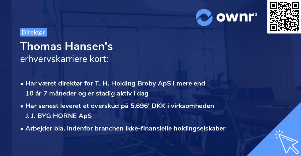 Thomas Hansen's erhvervskarriere kort